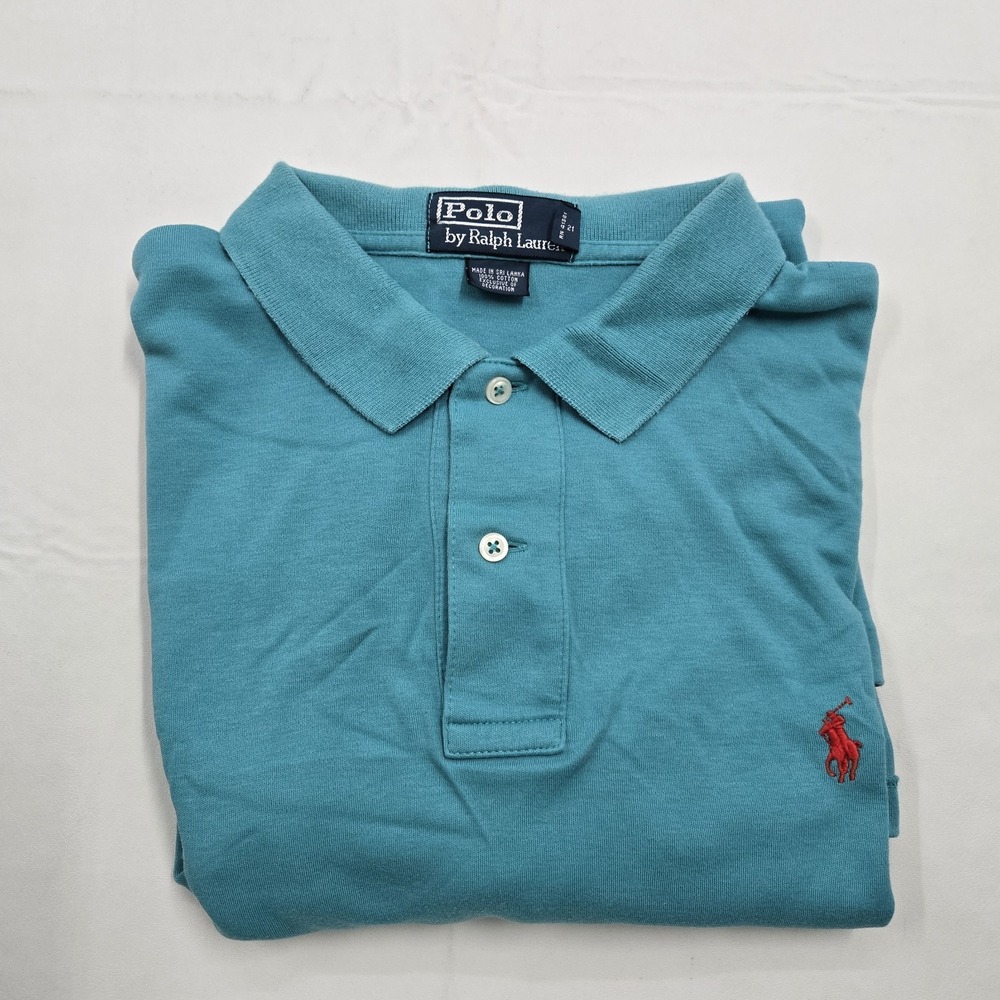 Polo By Ralph Lauren‎ Polo Shirt Men's XL Aqua Short Sleeve 100% Cotton Preppy
